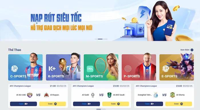 Giao diện cổng game Sky88 đẹp, ấn tượng